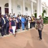 President Museveni having a chat with NRM Regional Whips after a meeting with at the State House Entebbe on 20th March 2023