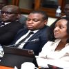 Geraldine Ssali (R) appearing before the Trade Committee with officials from her ministry.